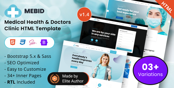 Preview image for Mebid - Medical Health & Doctors Clinic Bootstrap 5 Template