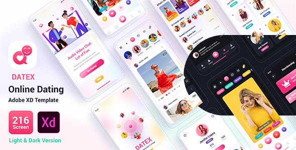 Product preview supplied for Datex – Online Dating Adobe XD Template
