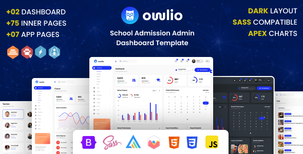 Owlio : School Admission Admin Dashboard Template product preview