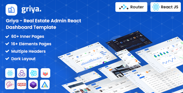 Product preview supplied for Griya : React Redux Real Estate Admin Template