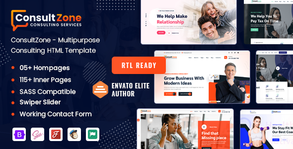 ConsultZone - Multipurpose Consulting Bootstrap 5 HTML Template + RTL version listing image