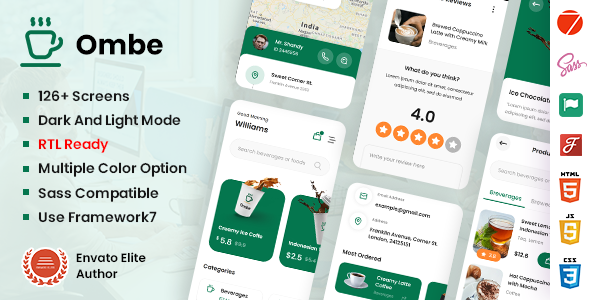 Ombe - Coffee Shop Mobile App Template