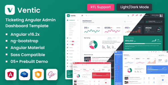 Ventic - Ticketing Angular Admin Template + No jQuery