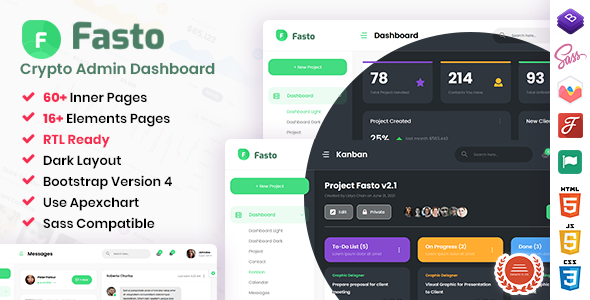 Fasto - Saas Admin Dashboard Template product preview