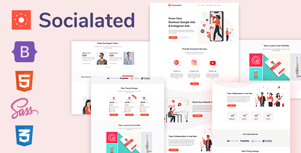 Product preview supplied for Socialated - One Page Parallax