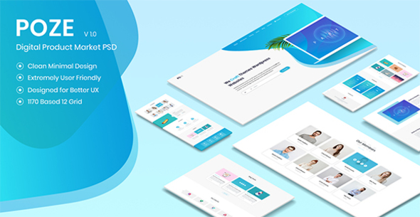 Poze - Membership Based Digital Product Selling Marketplace PSD Design listing image