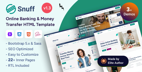 Preview image for Snuff - Online Banking & Money Transfer Bootstrap 5 Template