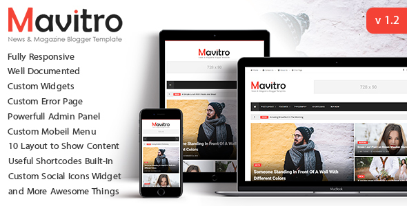 Mavitro - News & Magazine Blogger Template product preview