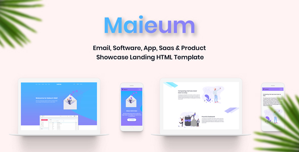 Maieum - One Page Email, Software, App Saas & Product Showcase Landing HTML Template product preview