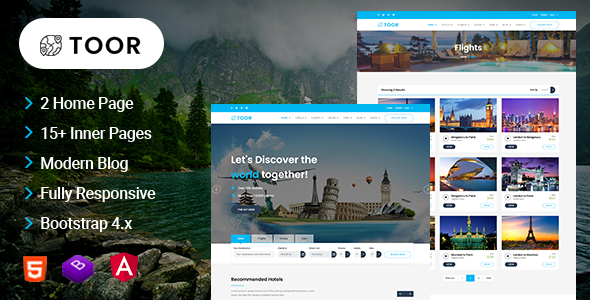 Product preview supplied for Toor - Travel Booking Angular Template
