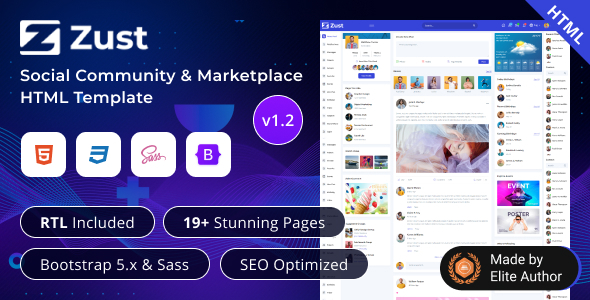 Preview image for Zust - Social Community & Marketplace Bootstrap 5 Template
