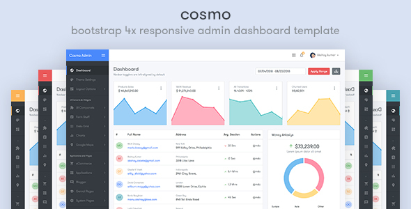 Preview image for Cosmo - Bootstrap 4 Responsive Admin Dashboard Template