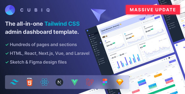 Cubiq - Tailwind CSS Admin Dashboard Template product preview