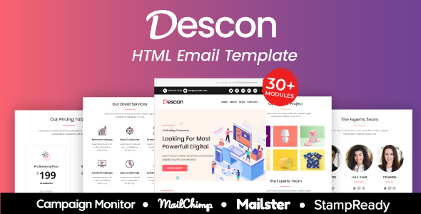 Descon - Multipurpose Responsive Email Template 30+ Modules