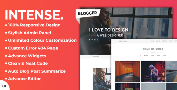 Intense – Responsive Portfolio Blogger Template product preview