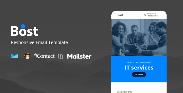 Bost Mail - Responsive E-mail Template + Online Access + Mailster + MailChimp listing image