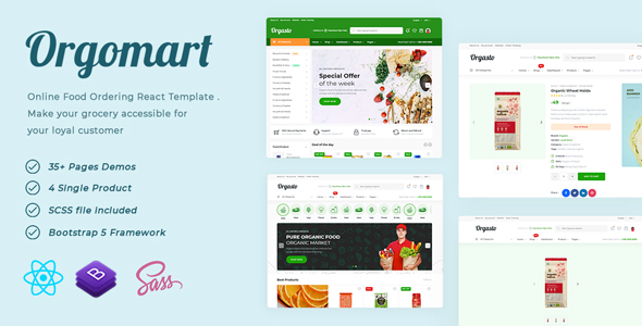 Product preview supplied for Orgomart - Online Grocery Ordering React Template