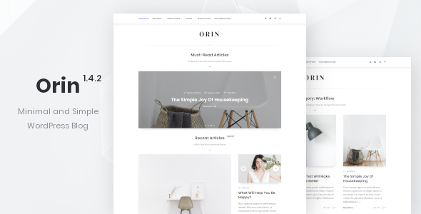 Orin - Minimal Blog For WordPress product preview