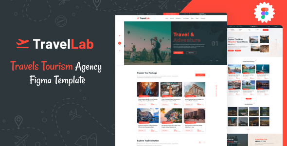 TravelLab - Travels Tourism Agency Figma Template product preview