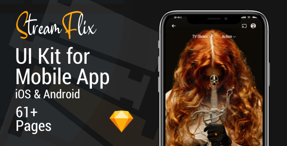 StreamFlix - Movie Streaming & Sharing UI Kit for Mobile Application product preview