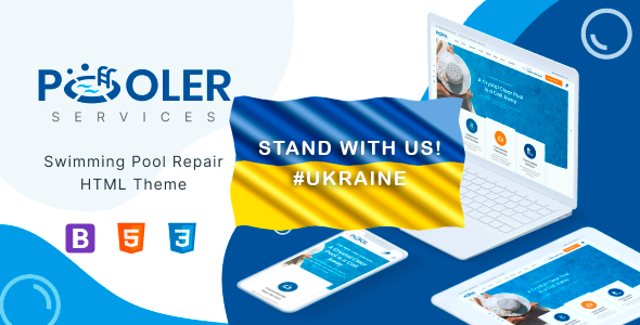 Product preview supplied for Pooler - Pool Services HTML Template
