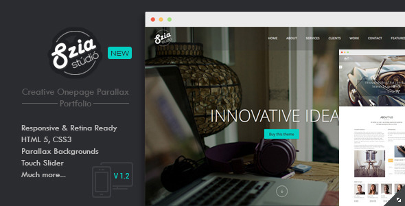 Product preview supplied for Szia - Responsive One Page Portfolio
