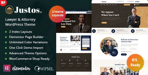 Justos - Attorney Lawyer WordPress Theme listing image