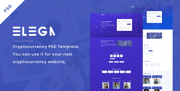 Product preview supplied for Elega - Cryptocurrency & ICO PSD Template