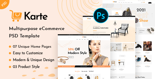 Preview image for Karte - Multipurpose E-Commerce PSD Template