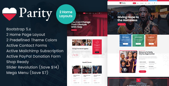 Parity - Charity NonProfit HTML Template product preview