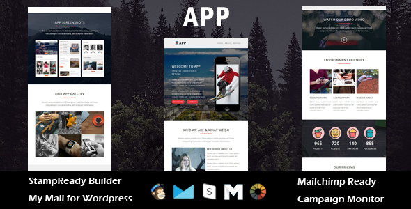 Preview image for APP- Multipurpose Responsive Email Template + Stamp Ready Builder Access