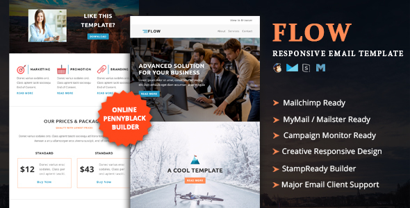 Product preview supplied for Flow - Multipurpose Responsive Email Template + Stampready Builder