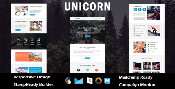 UNICORN - Multipurpose Responsive Email Template + Stampready Builder product preview
