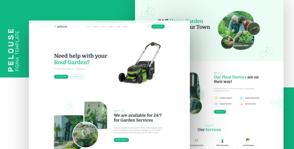 Preview image for Pelouse - Gardening, Landscaping Figma UI Template