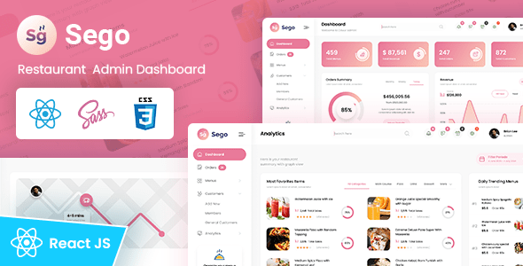 Sego - Restaurant React Admin Dashboard Template listing image
