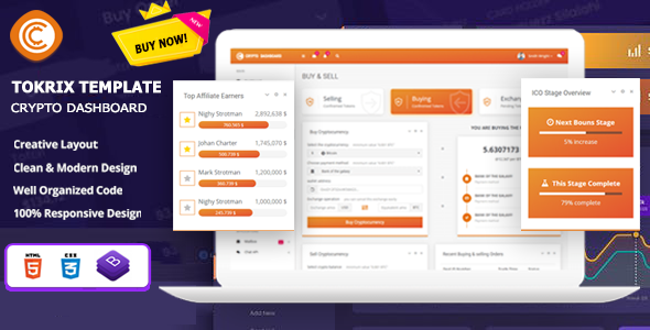 Tokrix - ICO Admin & Crypto Dashboard product preview