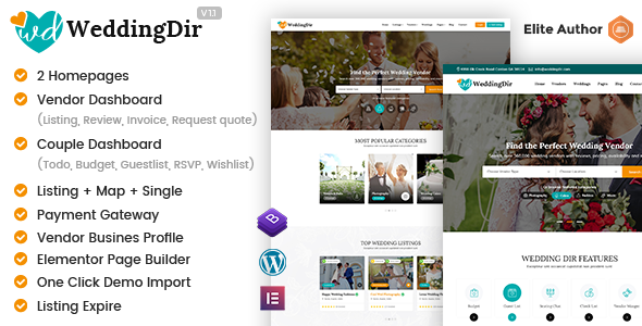 Product preview supplied for WeddingDir - Directory & Listing WordPress Theme for Vendor / Supplier