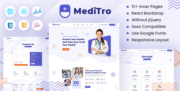 Preview image for MediTro - Doctor, Medical & Healthcare React Template