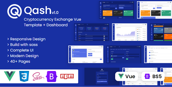 Qash - Cryptocurrency Exchange Dashboard Vue JS App product preview