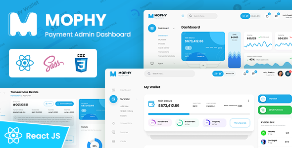 Product preview supplied for MOPHY - Payment React Redux Admin Dashboard Template