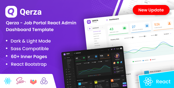 Qerza - Job Portal React Admin Dashboard Template listing image
