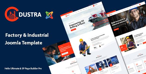 Product preview supplied for Dustra - Factory & Industrial Joomla 6 Template
