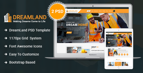 Dreamland - Construction PSD Template