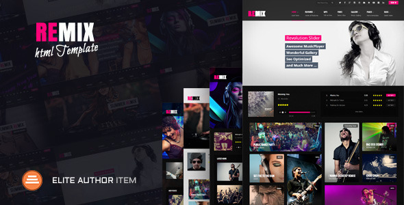 Product preview supplied for Remix - HTML5 Music Template