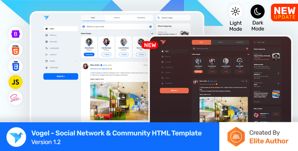 Preview image for Vogel - Social Network & Community HTML Template