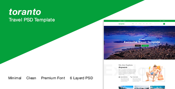 Product preview supplied for Toranto Travel PSD Template