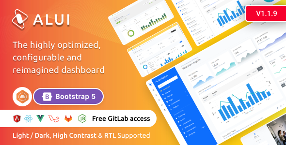 ALUI | Bootstrap 5, ReactJS, Angular, VueJS, Laravel Admin Dashboard Template product preview