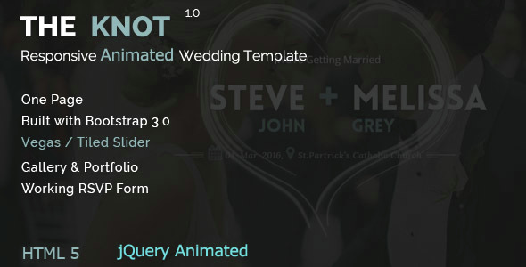 Product preview supplied for The Knot - Wedding Animated HTML Template