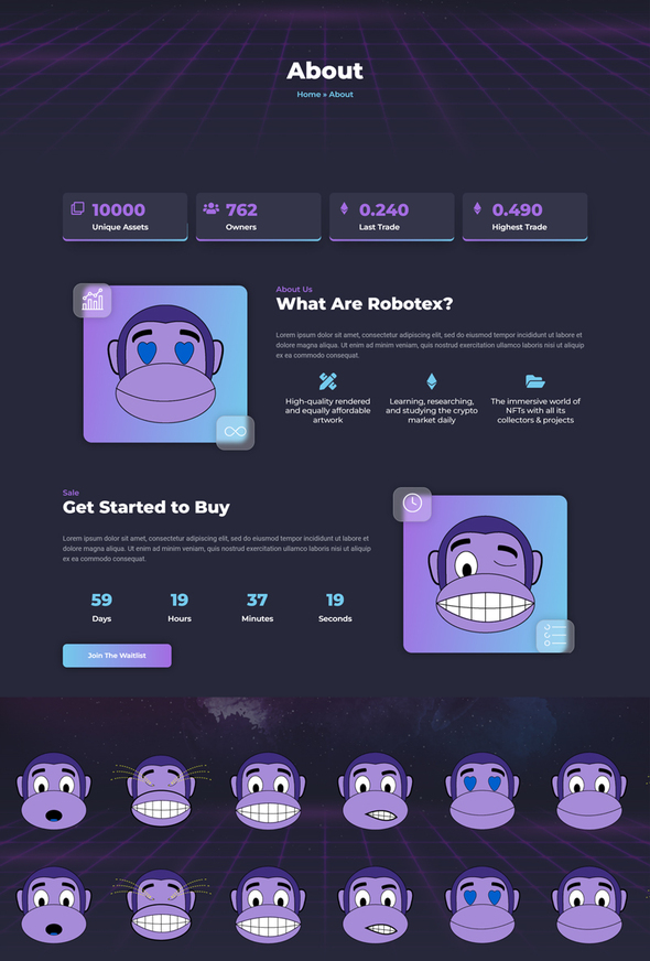 Monkeymo - NFT Portfolio Elementor Template Kit
