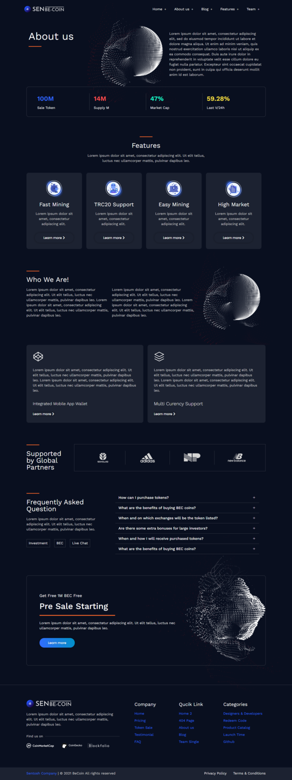 SenbeCoin | Cryptocurrency & Fintech Elementor Template Kit